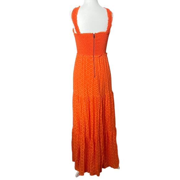 Alice + Olivia Neva Silk Blend Smocked Tiered Maxi Dress Size 4 - Picture 4 of 15